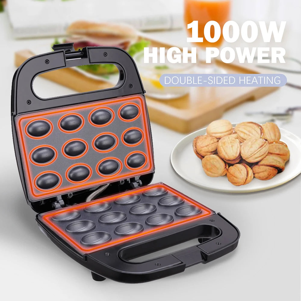 Walnut Biscuit Baking Machine, 12 Hole Nonstick Tray Biscuit Pastry Electric Walnut Cake Maker, Mini Nut Maker