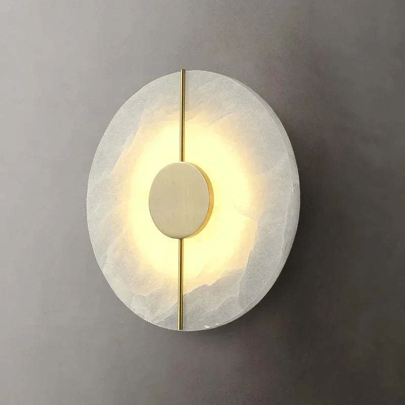 Minimalist Round Marble LED Wall Lamp Alabaster Sconce for Bedroom Bedside Living Room Corridor Kitchen Modern Home Decor Light