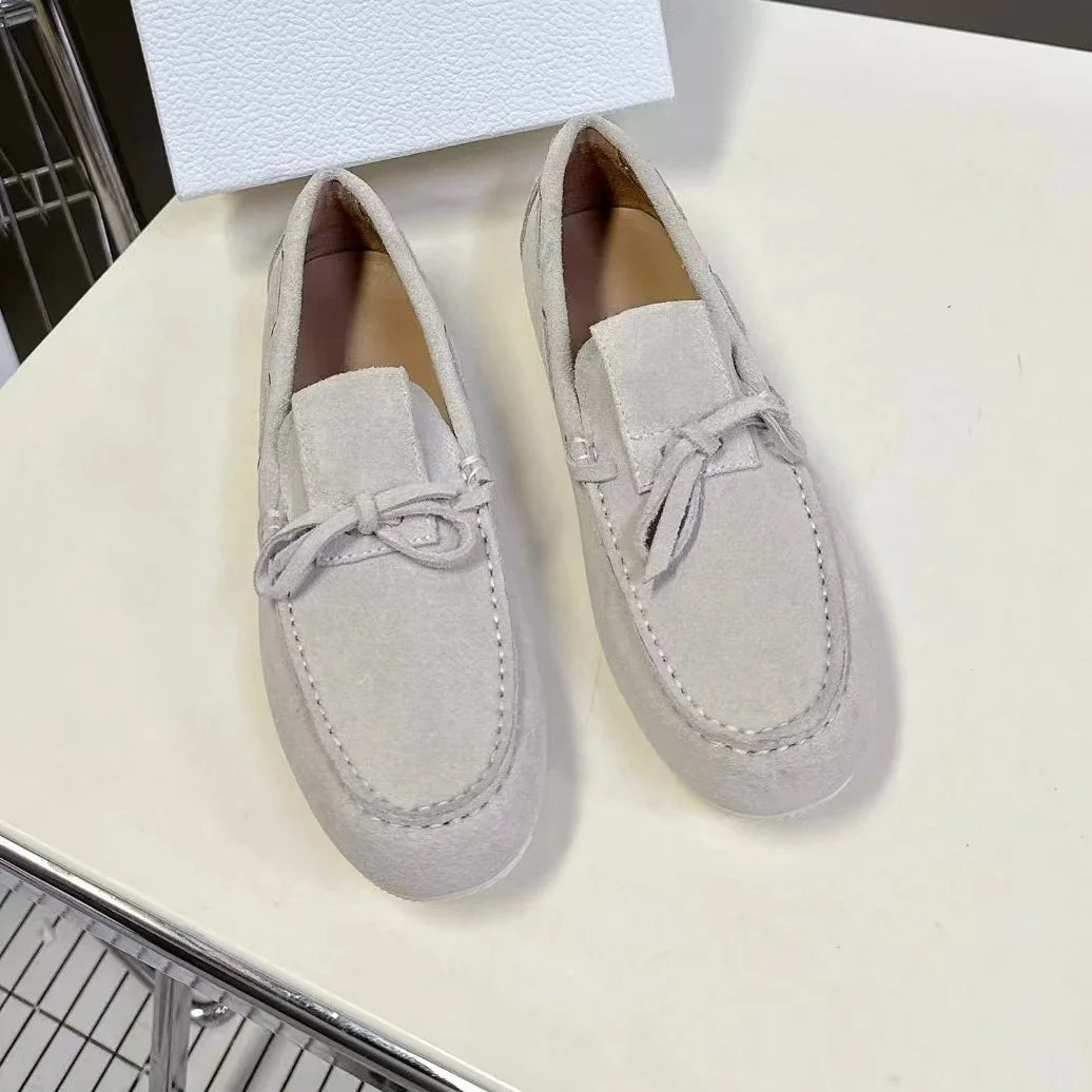 2025 Newest Spring Handmade Kid Suede Round-Toe Slip-Ons Woman Flats Comfortable Mary Janes Mules Shoes Clogs Zapatos De Mujer