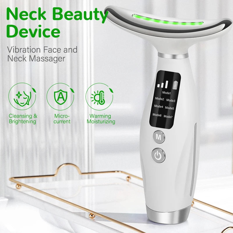 7-color LED facial massage device - USB rechargeable beauty instrument, multi-functional beauty tool, suitable for Christmas