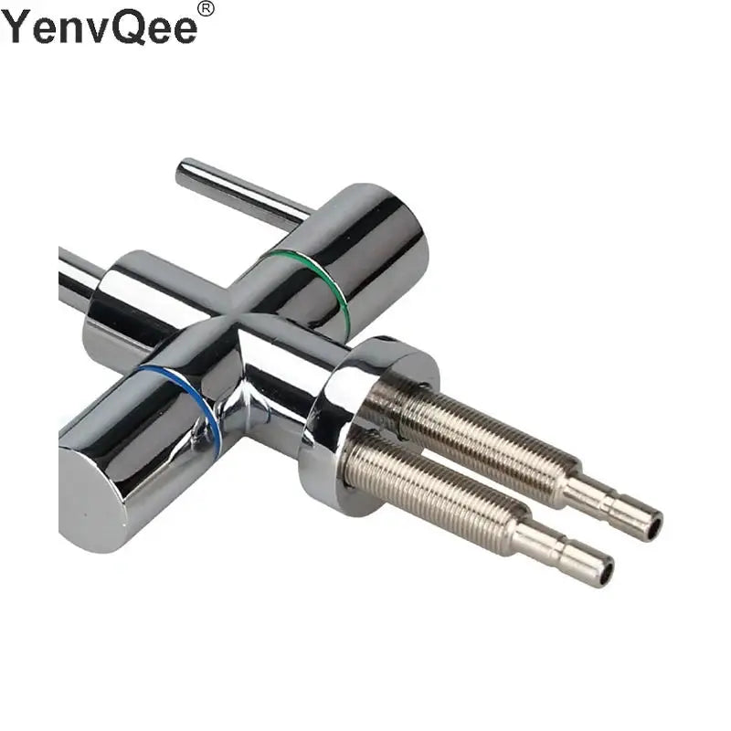Stainless Steel Double Outlet Faucet Set Water purifier Tap Kitchen RO Faucet Double Inlet And Outlet tap 1/4 Inch Connect Hose