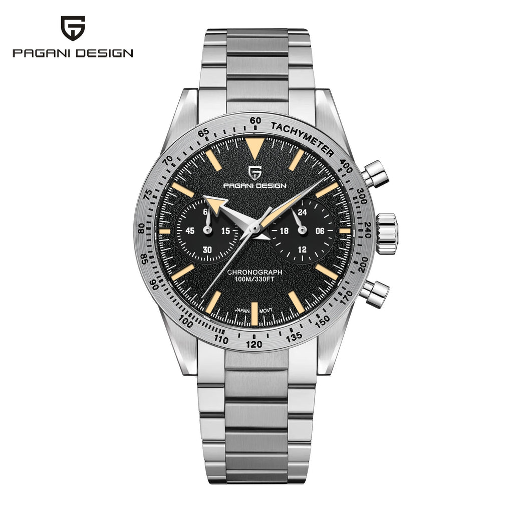 PAGANI DESIGN Retro Wide Arrow Watches Luxury Quartz Watch Men Sport Speed Chronograph Japan VK64 AR Sapphire glass 2024 New