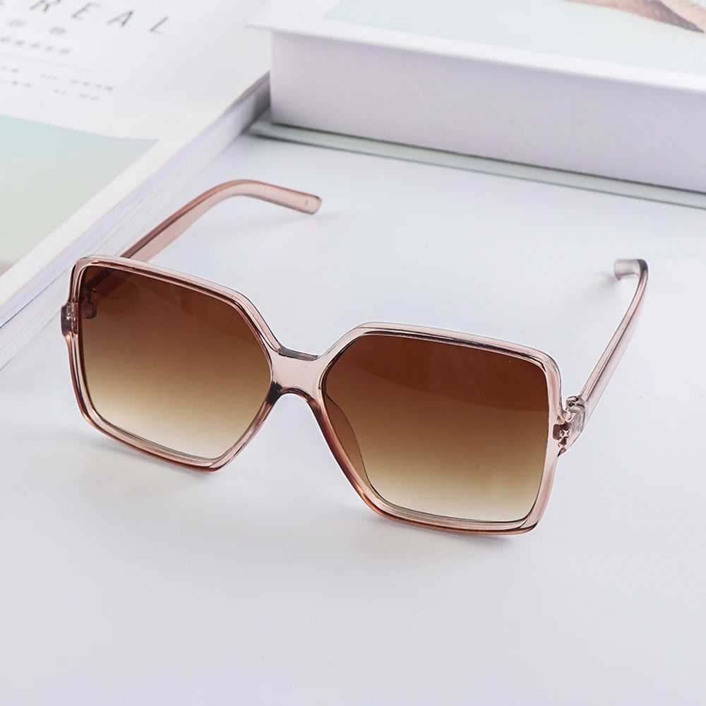 Oversized Sunglasses Women Vintage Large Square Frame Sun Glasses Female Gradient Shade Eyewear Men MIRROR Driving Glasses UV400