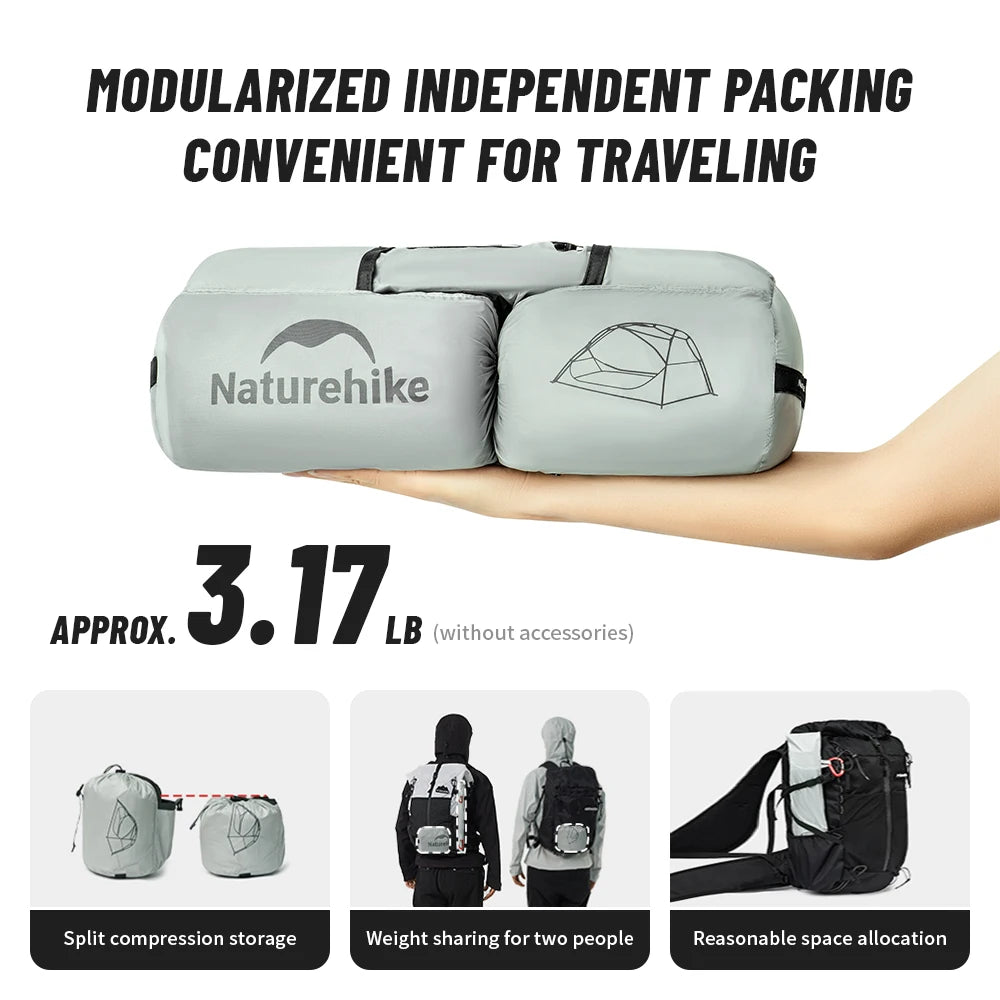 Naturehike 2025 New Camping Tent Ultralight Two Person Waterproof Large Canopy Tents Outdoor 4 Season 1 Person Travel Beach Tent