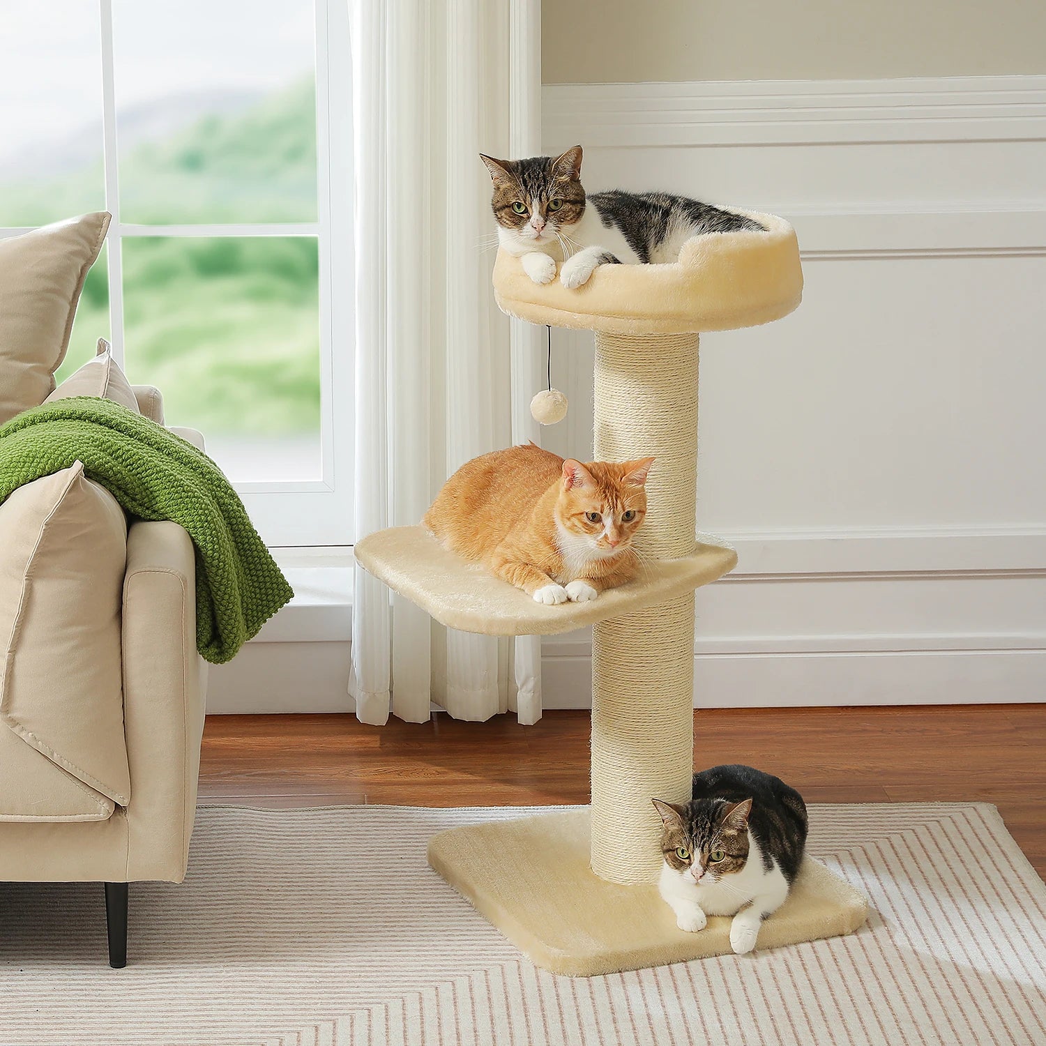 Cats Scratching Post Thick Cat Tree Cat Tower for Large Cats Flower Cat Bed Tall Cat Scratcher for Indoor Cats