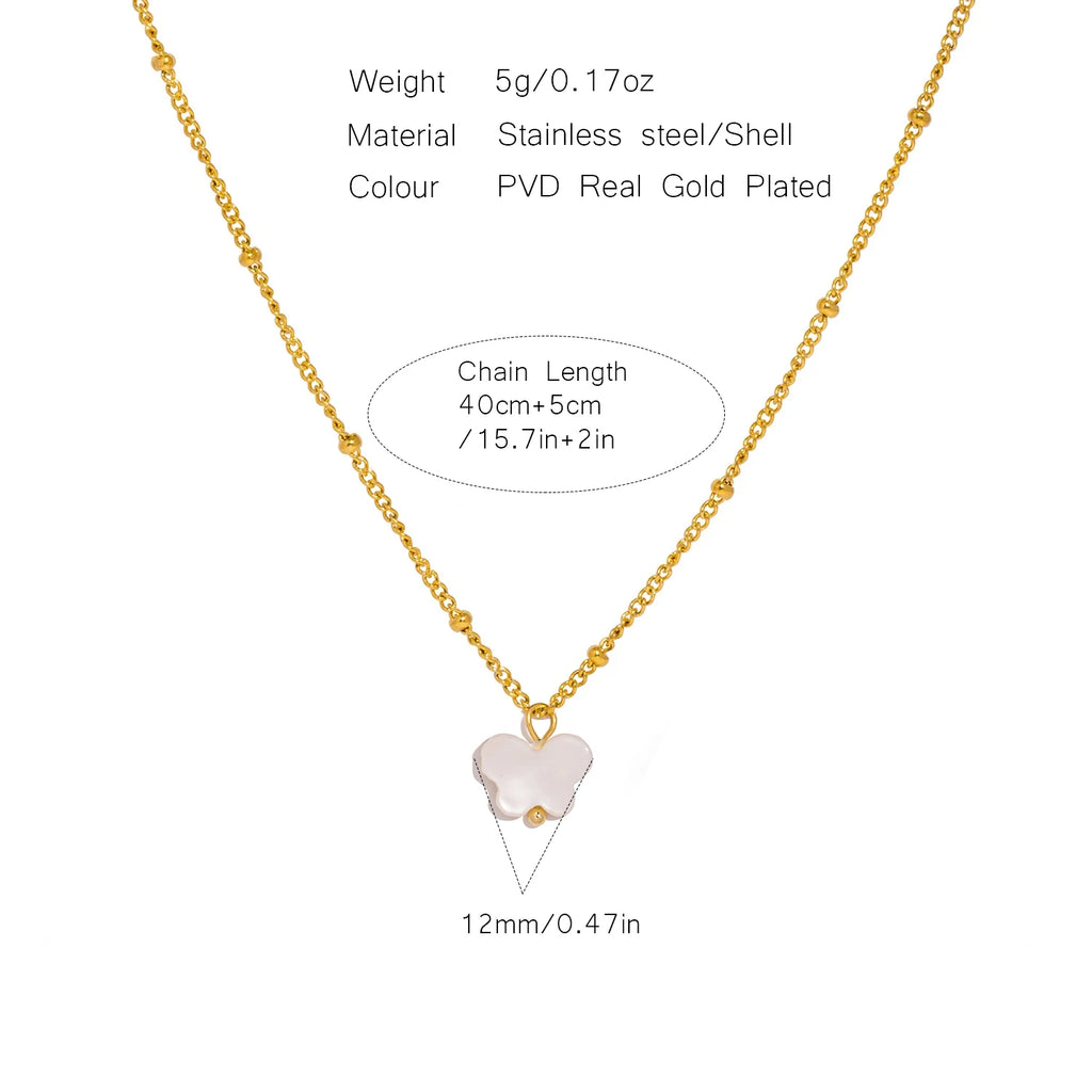 Fashion White Shell Sakura Pendant Necklace Vintage Stainless Steel Metal 2024 Exquisite Charm Flower Jewelry Gift