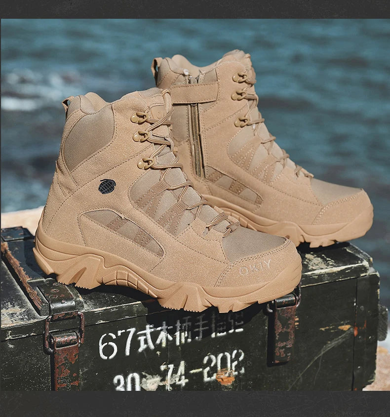 Hiking Men Shoes Mid-top Outdoor Comfortable Anti-slip Combat  Boots Men Shoes Thick-soled Sporty Keep Warm Casual Men Shoes