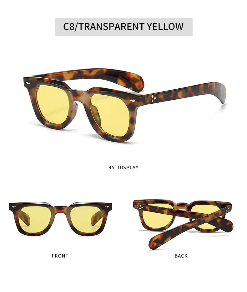 Ins Popular Women Square Sunglasses Men Vintage Rivets Punk Female Shades UV400 Fashion Male Sun Glasses