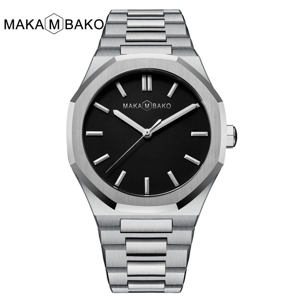 Black Mens Watch With Original Japanese MIYOTA 2035 Quartz Movement 40mm Business Style Stainless Steel 3Bar Watch for Men reloj