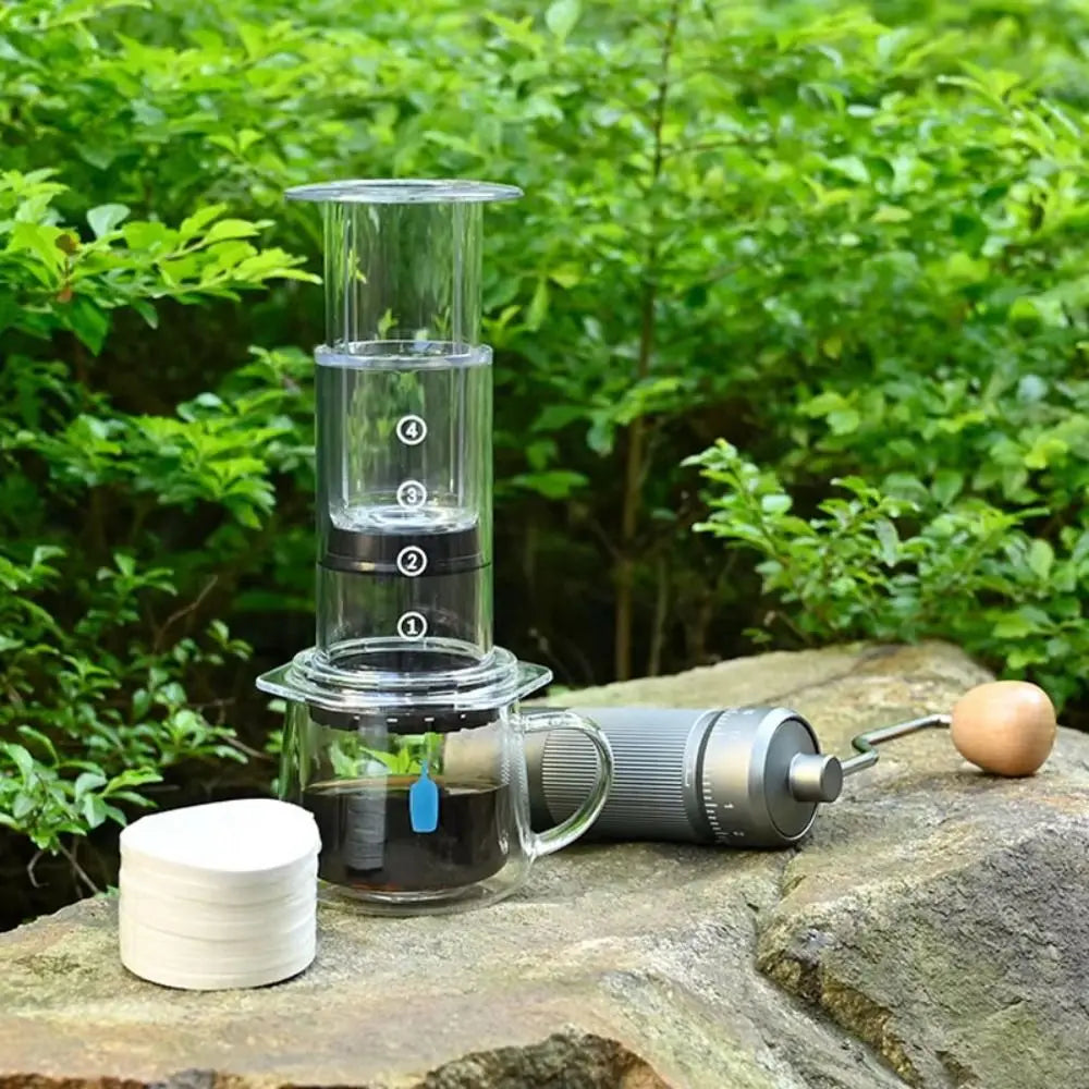 Share Pot Portable Coffee Kettle French Style Anti-slip Press Coffee Pot Transparent Light Weight Hand Pour Coffee Maker Outdoor