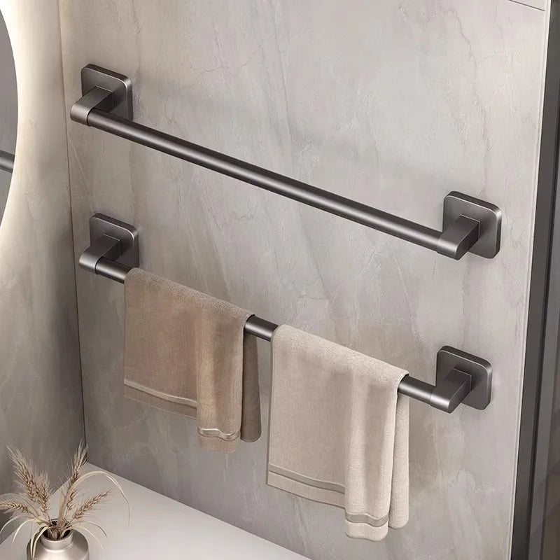 Towel rack modern space aluminum non-perforated wall mounting shelves bathroom towel rack single rod toilet storage hanger