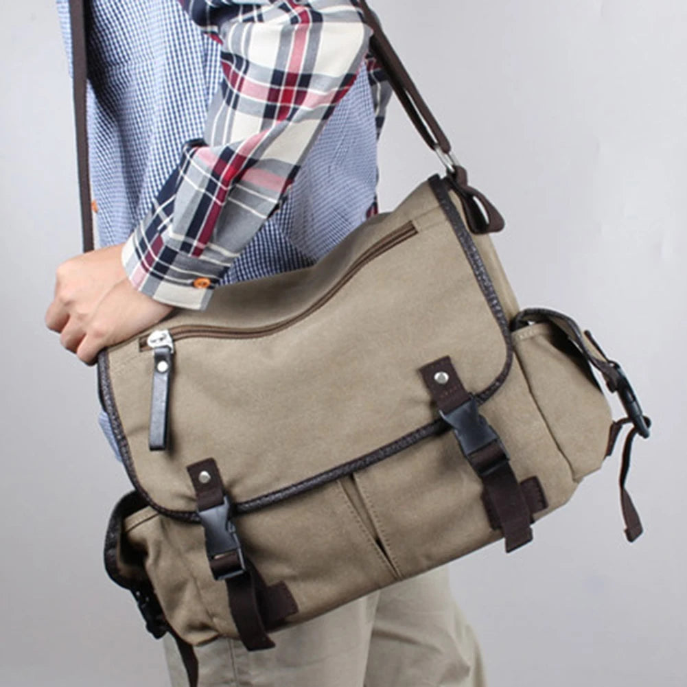 Vintage Laptop Shoulder Bag Large Capacity Messenger Handbags Multi Pockets 14 Inch Laptop Pouch Water Resistant for School Work