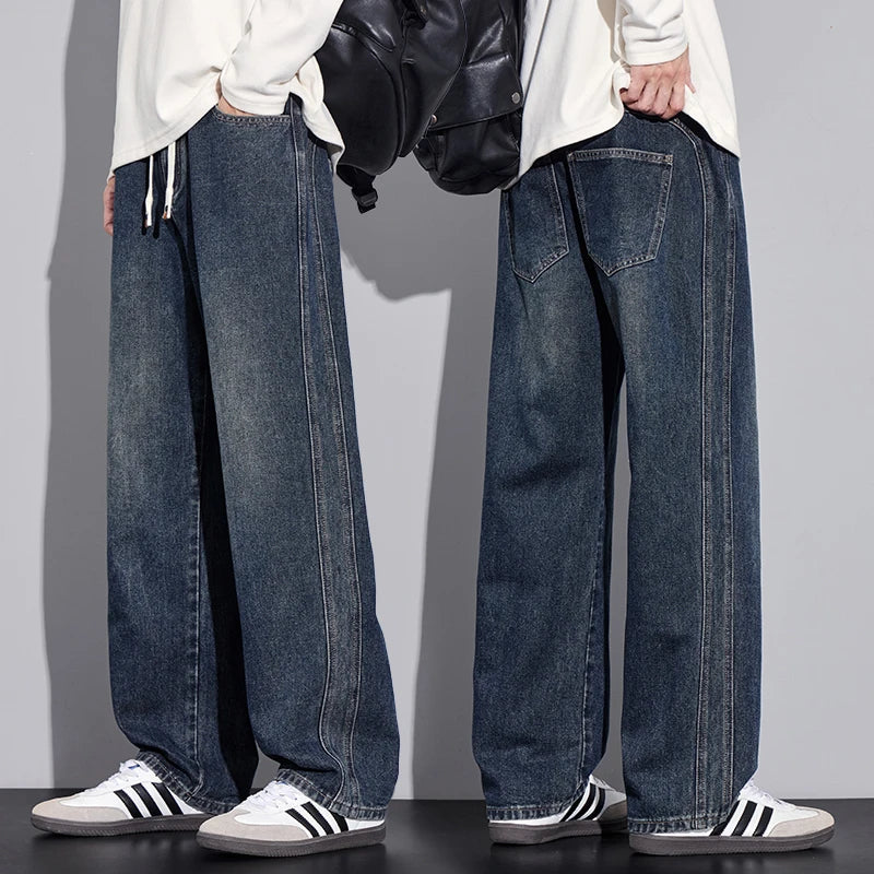 2025 Autumn/Winter New Youth Trendy Full Elastic Thickness Non Elastic Straight leg Jeans