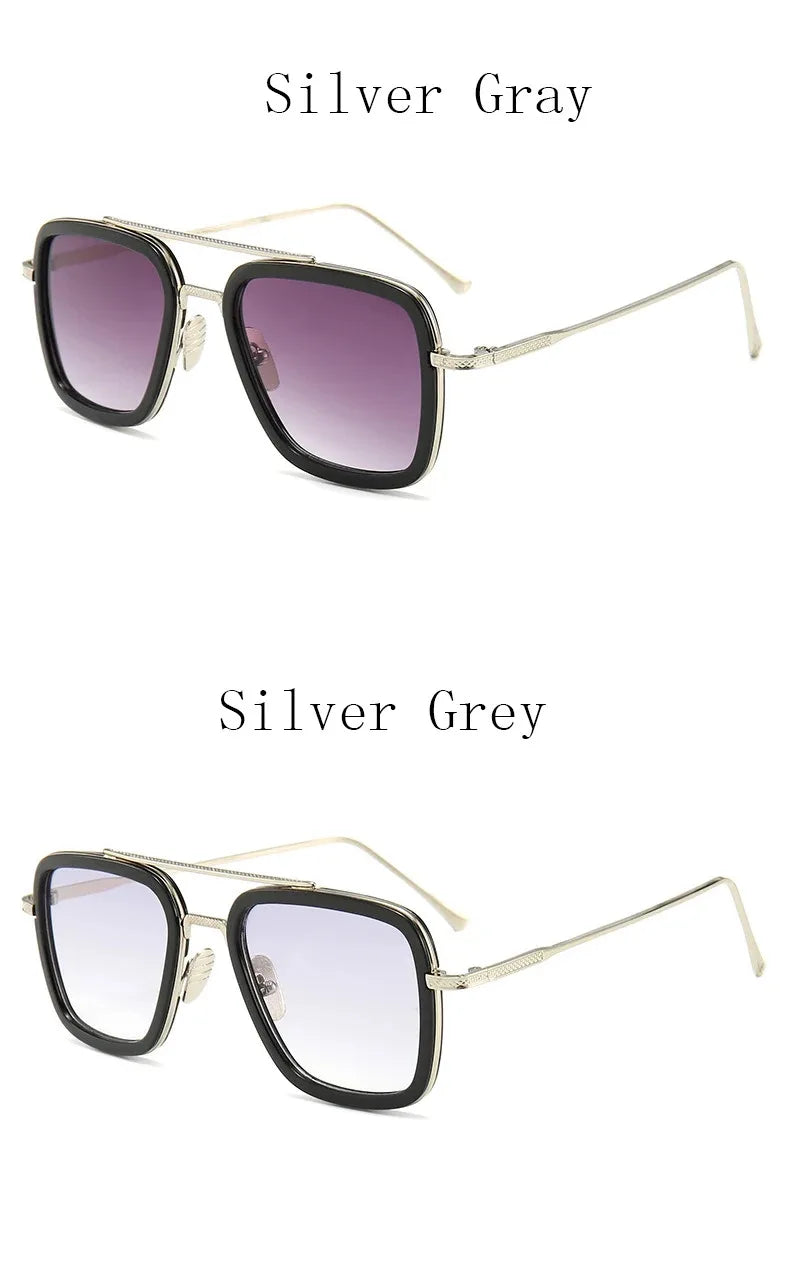 Tony Stark Robert Downey Square Sunglasses for Men Women Fashion Classic Vintage Design Metal UV400 Transparent Sun Glasses 2025
