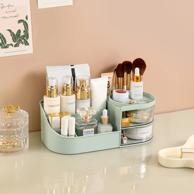 Capacity Cosmetic Storage Box with Clear Drawer - Multi-functional Makeup Organizer for Dressing Table Skincare Products