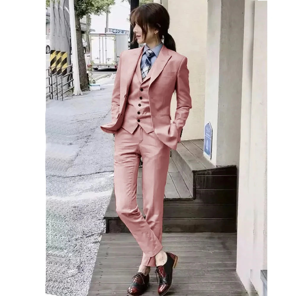 Women‘s Suits 3 Piece Slim Fit Suits Set for Business Office Lady Blazer Jacket Vest Pants