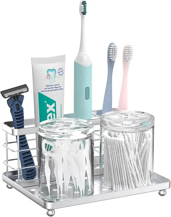 Toothbrush Holders for Bathroom, Toothbrush Holder with Tray, Stainless Steel Holder for Toothbrush Toothpaste, Tooth Brushing