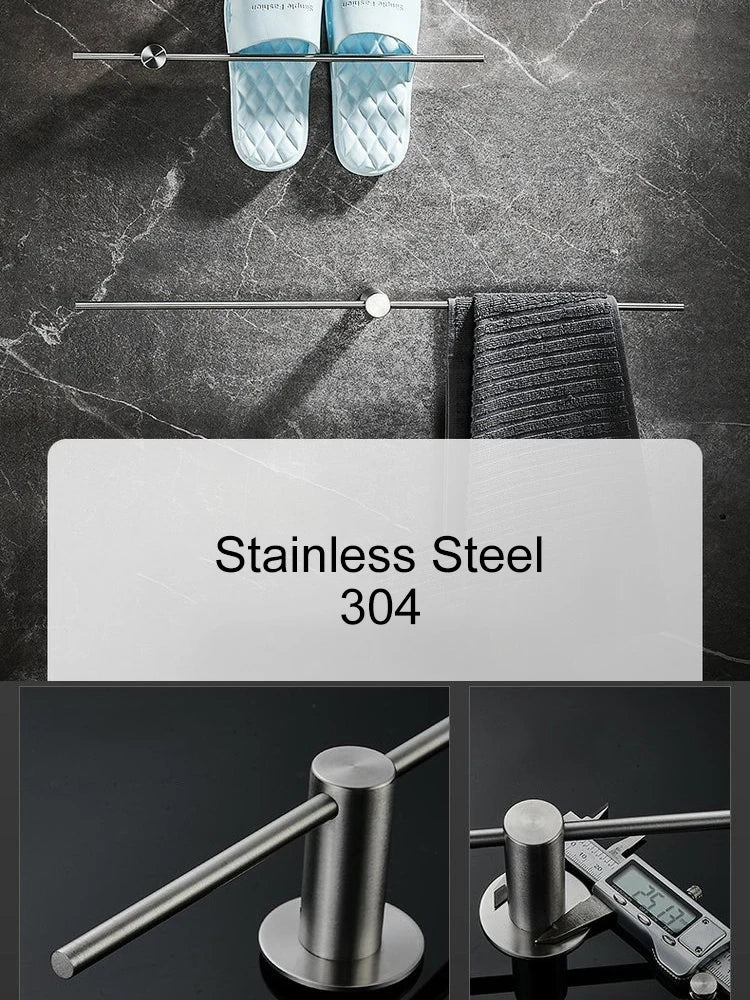 30/40/55cm Movable Towel Rack Towel Hanger Bath Towel Holder Wall Towel Bar Space Aluminum Bathroom Shelf Kitchen Storage Rack