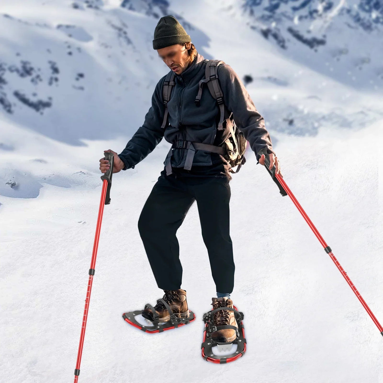 21 Inch Snowshoes, Snowshoes& Adjuatable Trekking Poles, Snowshoes for Men Women Youth