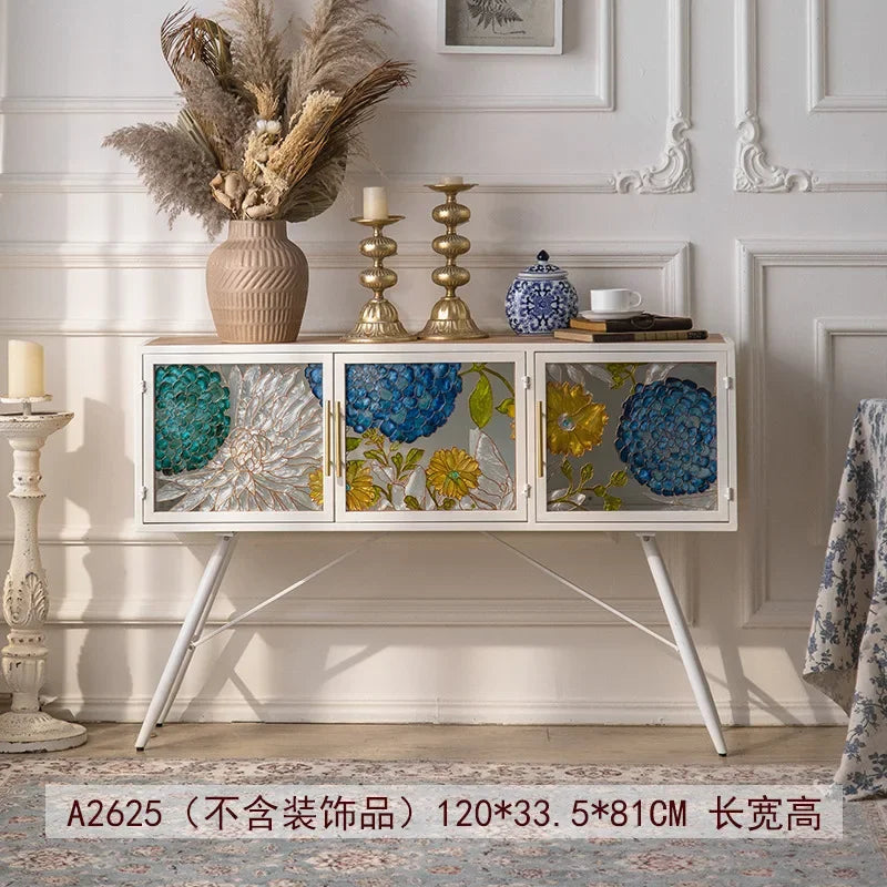 American Hand-painted Living Room Cabinets Sideboards Foyer Side Cabinet Light Luxury Wine Cabinet Drawer Living Room Furniture