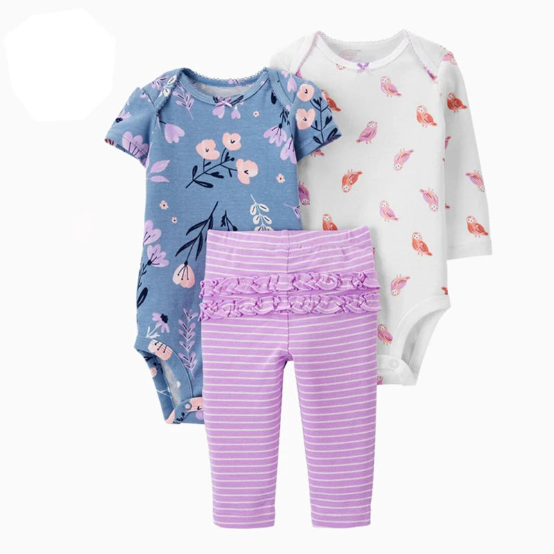 2025 Baby Girls Clothes Autumn Spring Newborn Infant Outfit Cotton Bodysuit Top And Bottom Pants Kids Toddler Clothing Set 6-24M