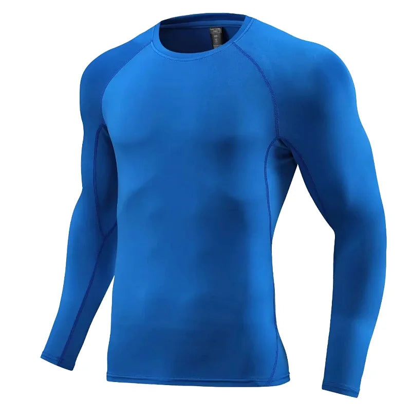Men Long Sleeve Slim Tops Tees Sportswear Gym Fitness Compression T-shirt Running Football Jersey Outdoor Jogging Tight Quick