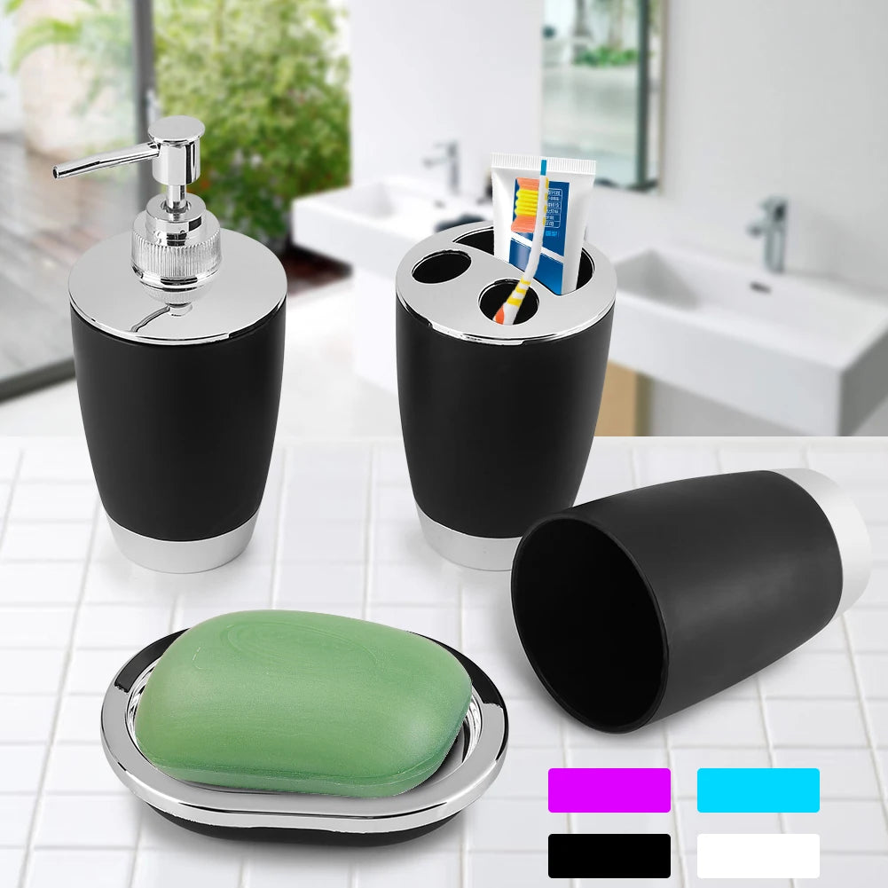 4Pcs/Set Bathroom Suit Accessories Includes Cup Toothbrush Holder Soap Dish Dispenser Bathroom Suit Accessories