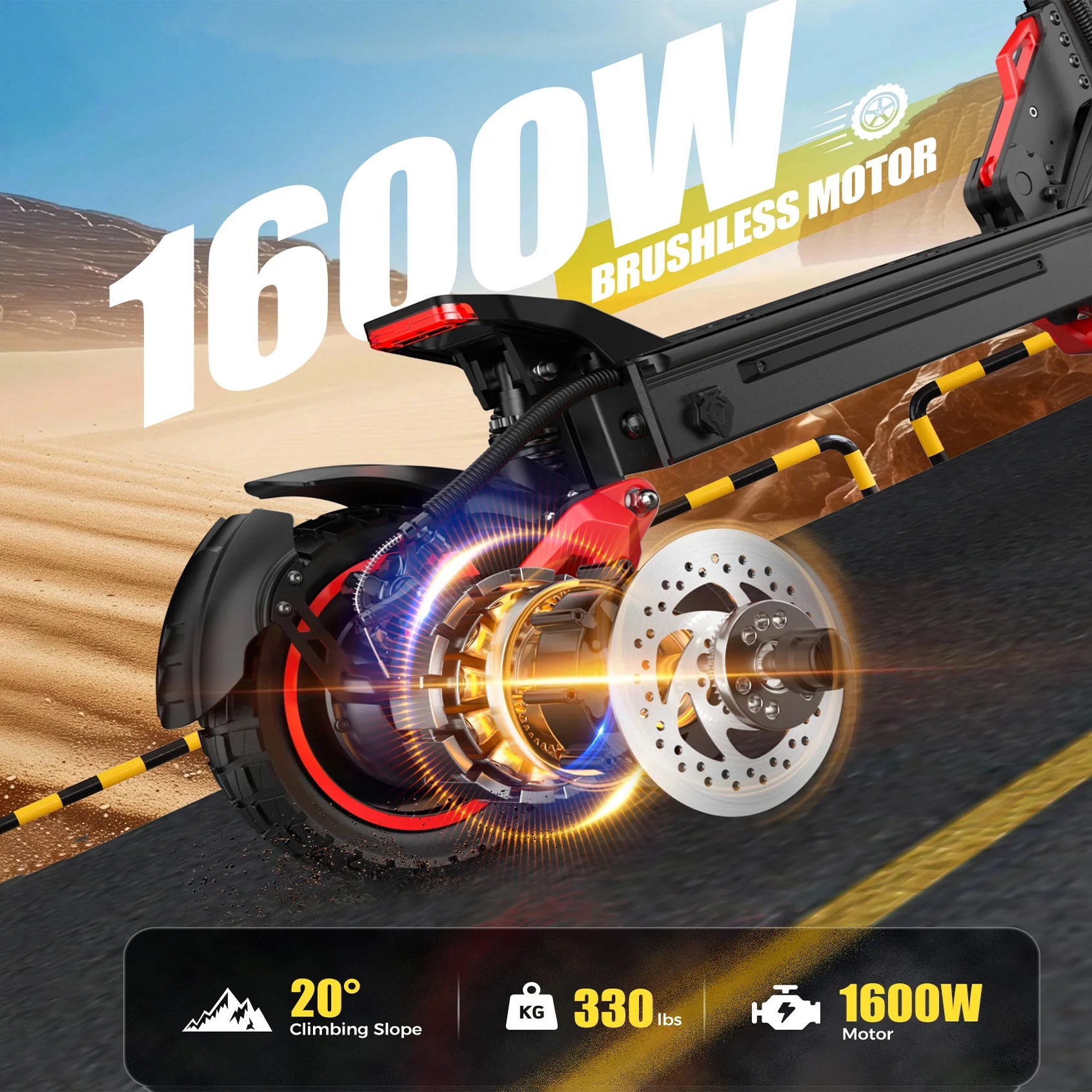 NEW 1600W Adult Foldable Electric Scooter Dual Brakes Long Endurance 11inch Off-Road Tires High Performance Commute E-Scooter