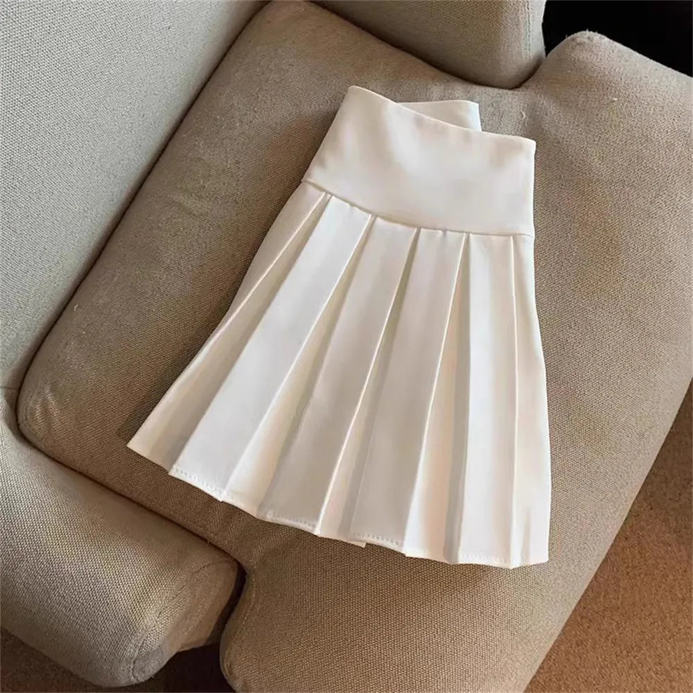 Kids Fashion Girls Clothing 4-13 Skirt Summer Daily Casual Style Little Girls Solid Colour High Waist Kids A-line Skirt