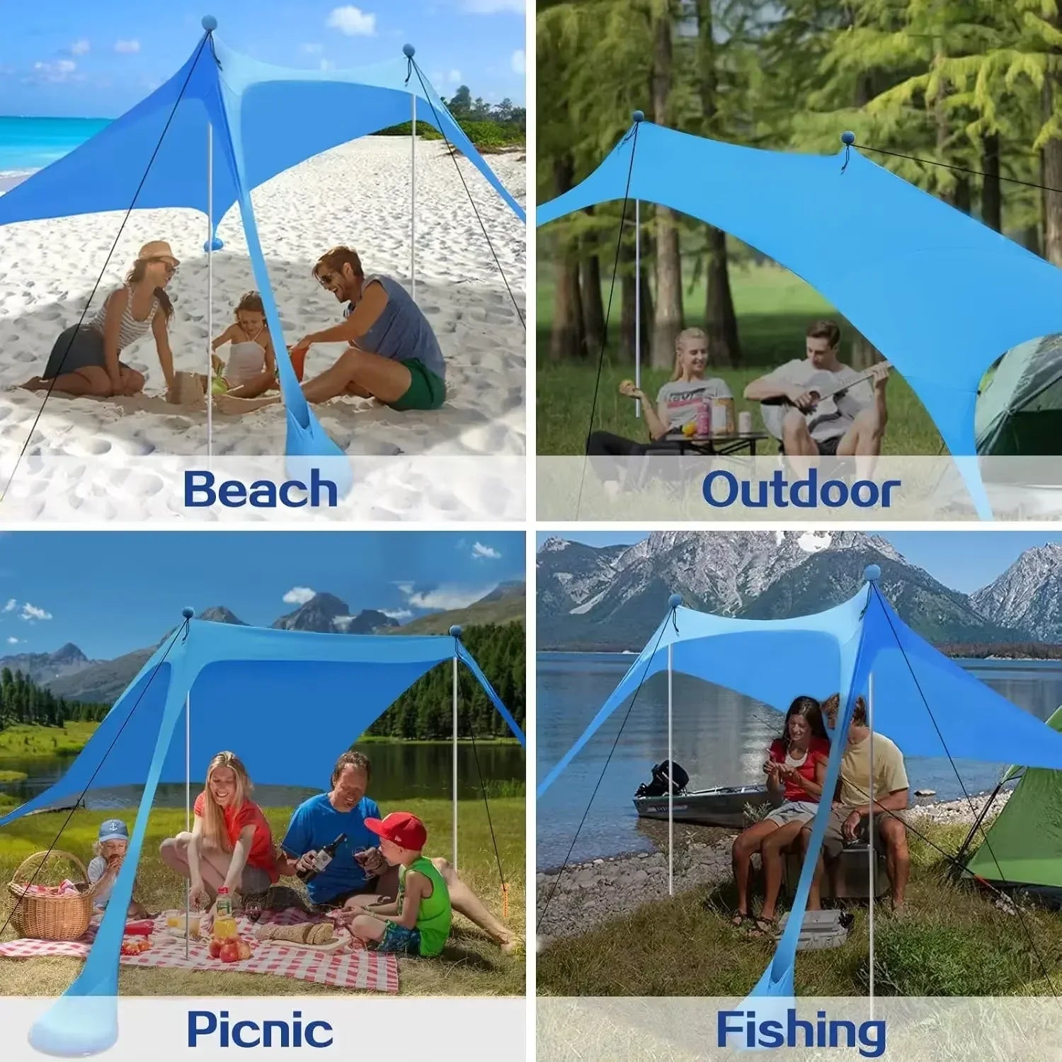 Camping Tent Windproof Pop Up Awning Outdoor Beach Sun Shade UV Ultralight Beach Canopy Tents for Camping Fishing Picnics