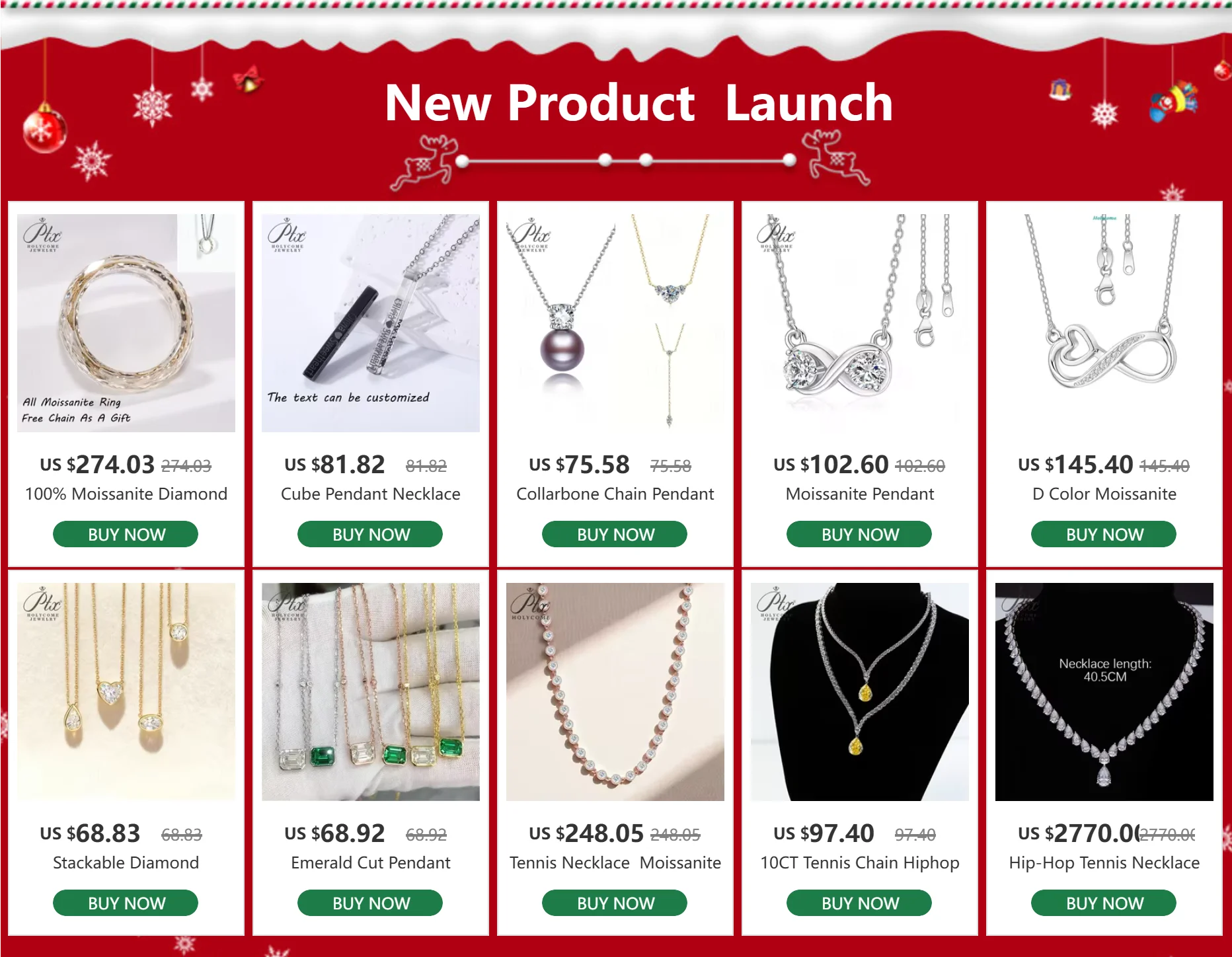 Moissanite Tennis Necklaces For Man Women 3/4/5/6.5mm Full Diamond With GRA 925 Sterling Silver Plated 18k White Gold Jewelry