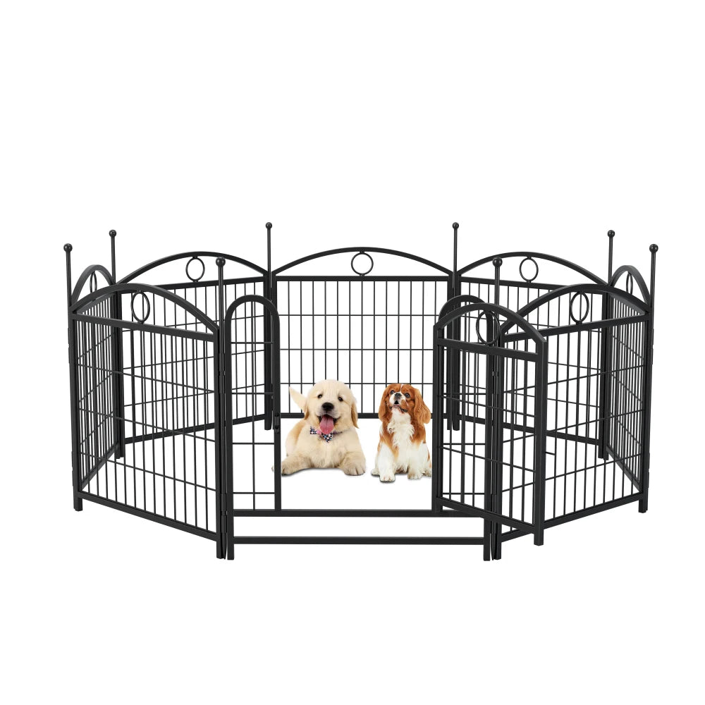 Dog Playpen Indoor 24 inch 8 Panels Metal Dog Pen Pet Dog Fence Outdoor Exercise Pen with Doors, Heavy Duty Dog Fence Puppy Pen