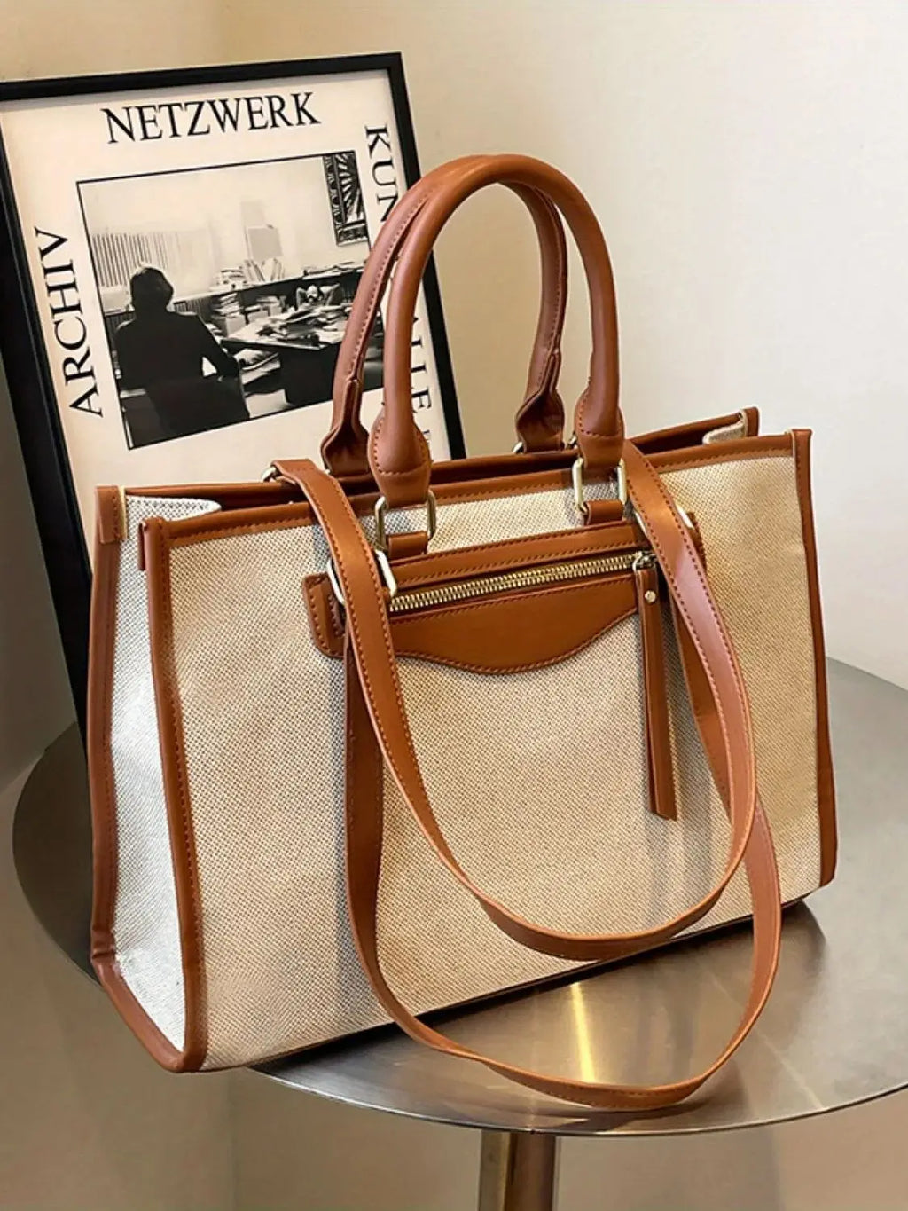 large-capacity women's leisure canvas bag, simple single-shoulder commuter bag Tote bag, suitable for daily commuting