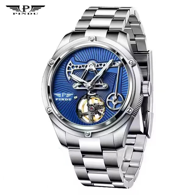 PINDU Watch Miyata 8215 Mechanical Movement Sapphire Mirror Waterproof Luminous Oil Well Business Men Mechanical Wristwatches