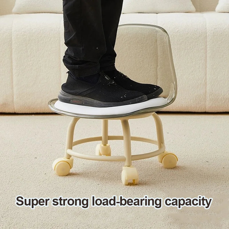 Universal wheel small stool household pulley low stool backrest strong and durable portable outdoor mobile small bench