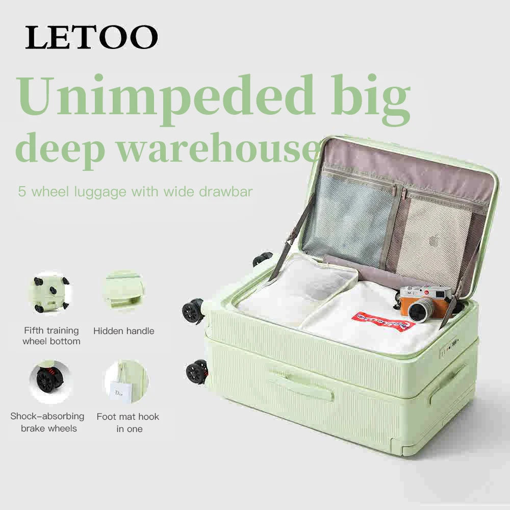 2025 Front-opening Luggage. 26-inch anti-drop rolling suitcase, 20-inch carry-on luggage, combination suitcase, 24-inch travel b