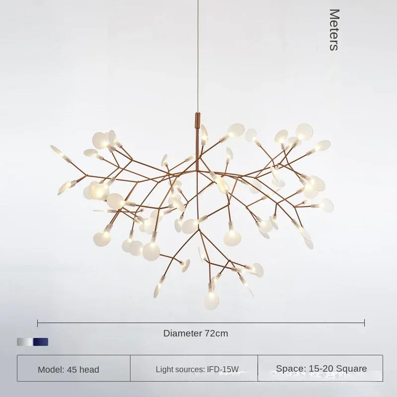 Nordic Circular Chandelier Living Room Kitchen Corridor Postmodern Tree Branch Design Firefly LED Pendant Light Led Lamp