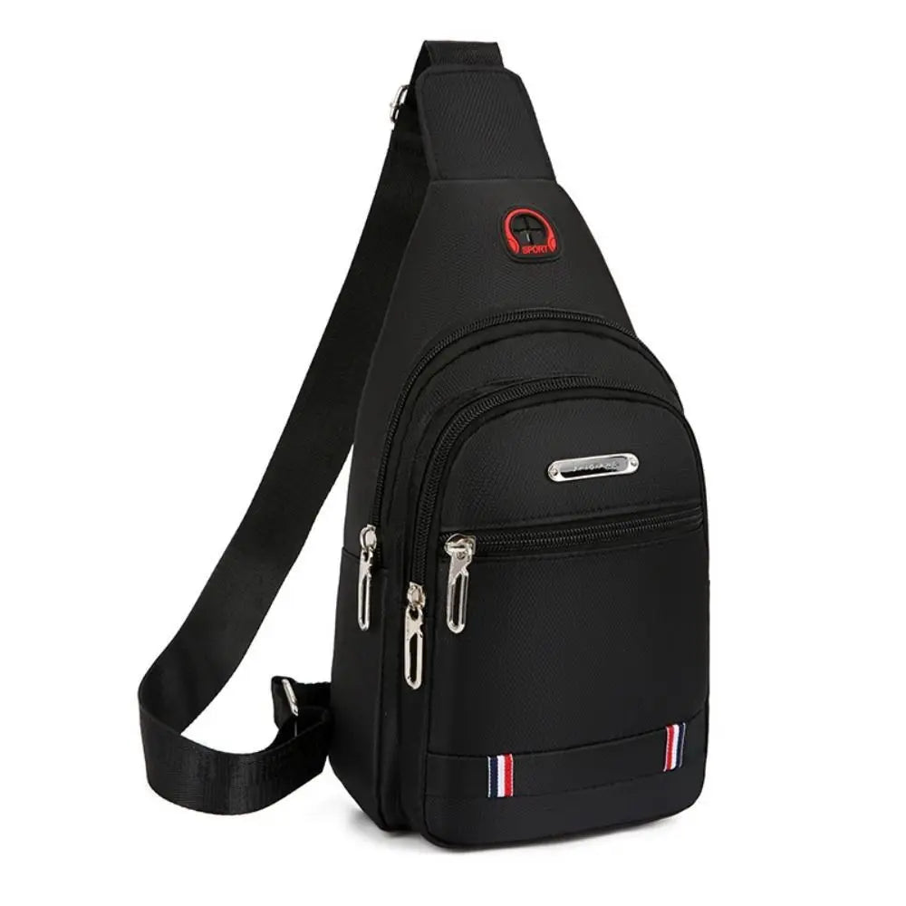 Casual Men Sling Bag Crossbody Shoulder Bag Sling Chest Bag Outdoor Travel Sports USB Charge Port Oxford Cloth 3 Zipper Bag