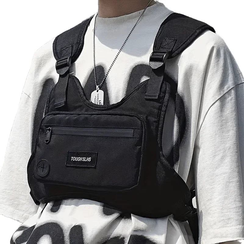Fashion Chest Bag Tactical Waist Bag Hip-hop Street Large Capacity Sports and Leisure Tactical Vest Bag Men's Style UNISEX