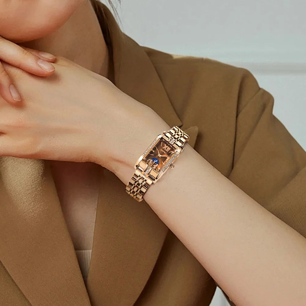 SKMEI Romantic Style Watches Ladies Wristwatches Fashion Elegance Waterproof Quartz Stainless Steel Strip Watch Women Watch