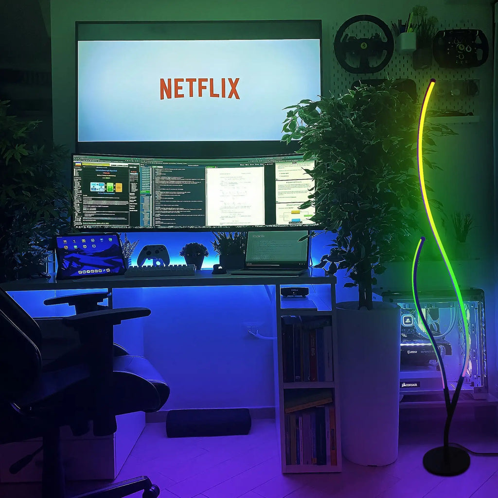 RGB Spiral Floor Lamp, Dimmable LED Floor Lamp with RGBW, Ultra Bright with Remote Reading Lamp for Living Room Bedroom Office