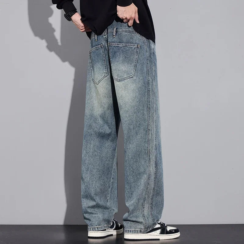 2025 Autumn/Winter New Youth Trendy Full Elastic Thickness Non Elastic Straight leg Jeans