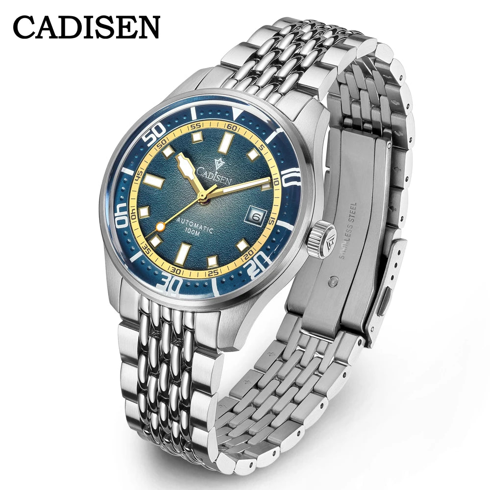 CADISEN Automatic Mechanical Watch Man Silver Business Casual Waterproof Watch Japan MIYOTA 8215 Movement Luminous Men's Watch