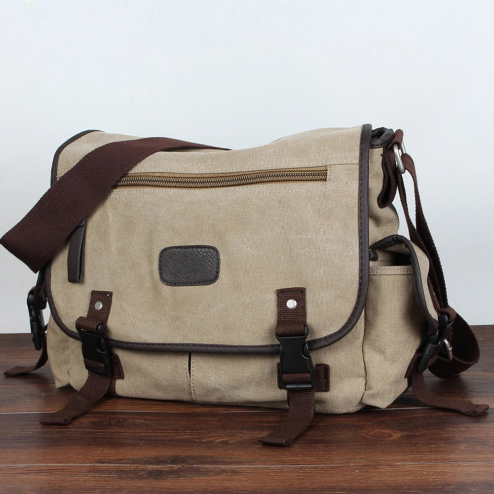 Vintage Laptop Shoulder Bag Large Capacity Messenger Handbags Multi Pockets 14 Inch Laptop Pouch Water Resistant for School Work