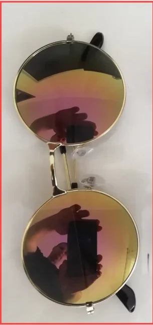 Classic Round Sunglasses Women Vintage Circle Design Sun Glasses For Women Male Small Frame Metal Colorful Ocean Mirror Retro