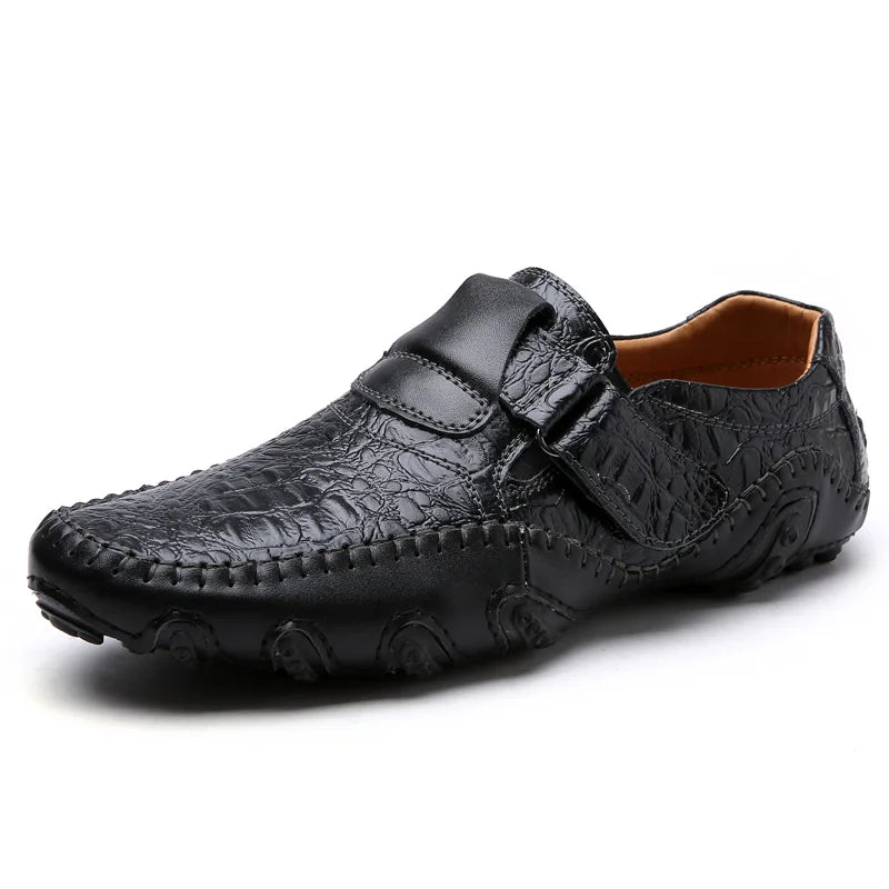 Premium Men's Handmade Croc-Embossed Loafers Comfortable Driving Shoes with Rubber Outsole & Arch Support for Daily Comfort