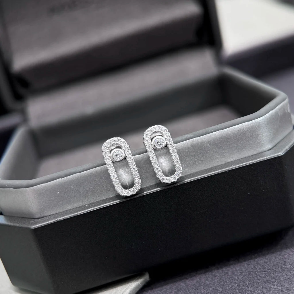 Classic French luxury jewelry S925 women's earrings made of pure silver material. Exquisite engagement gift. move stone