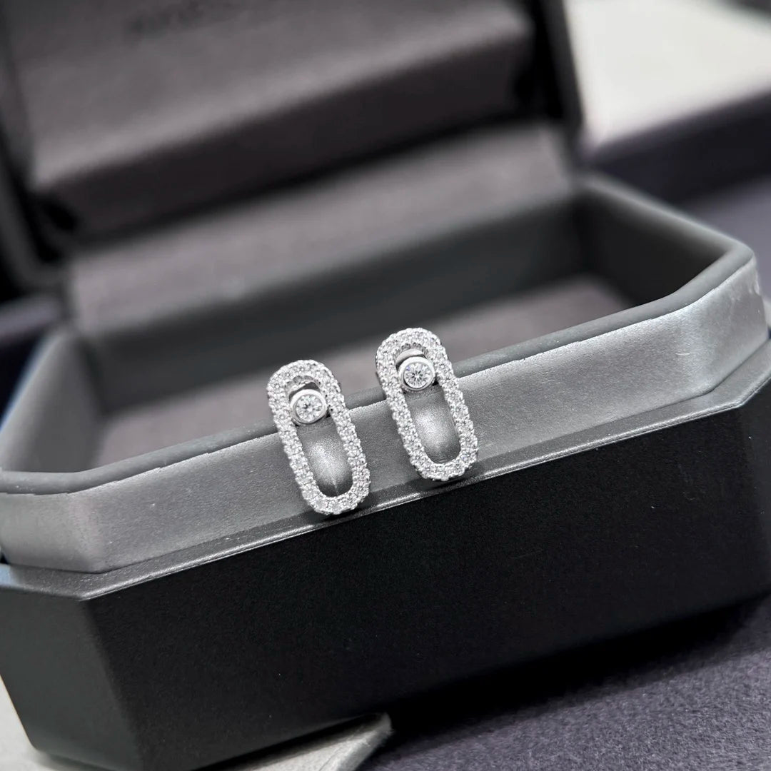 Classic French luxury jewelry S925 women's earrings made of pure silver material. Exquisite engagement gift. move stone
