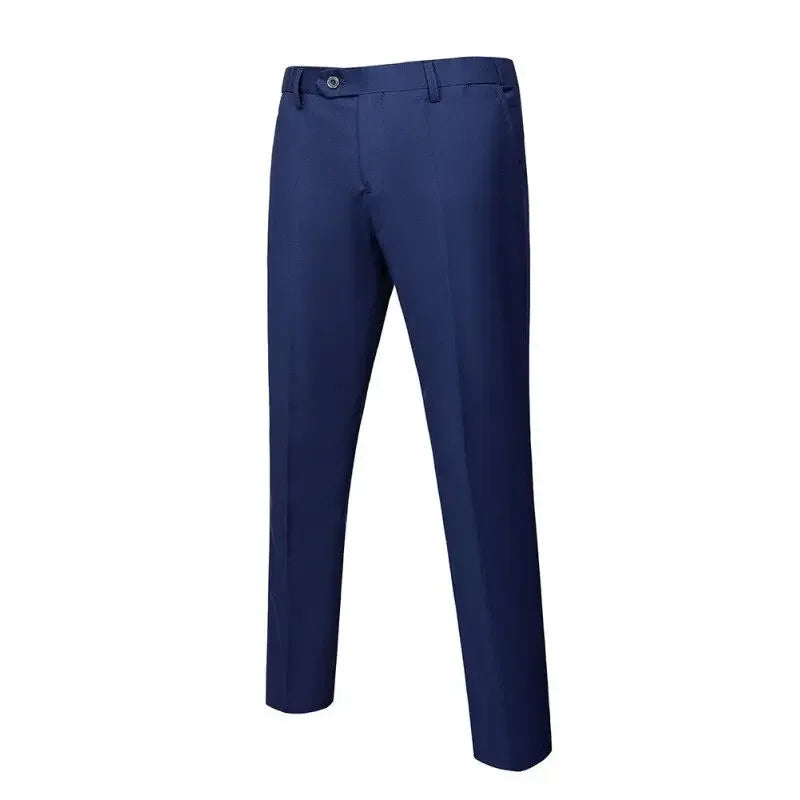 Suit (Blazer+ Vest + Trousers) Men's Fashionable Gentleman Business British Style Solid-color Banquet Host Casual Wedding Suit