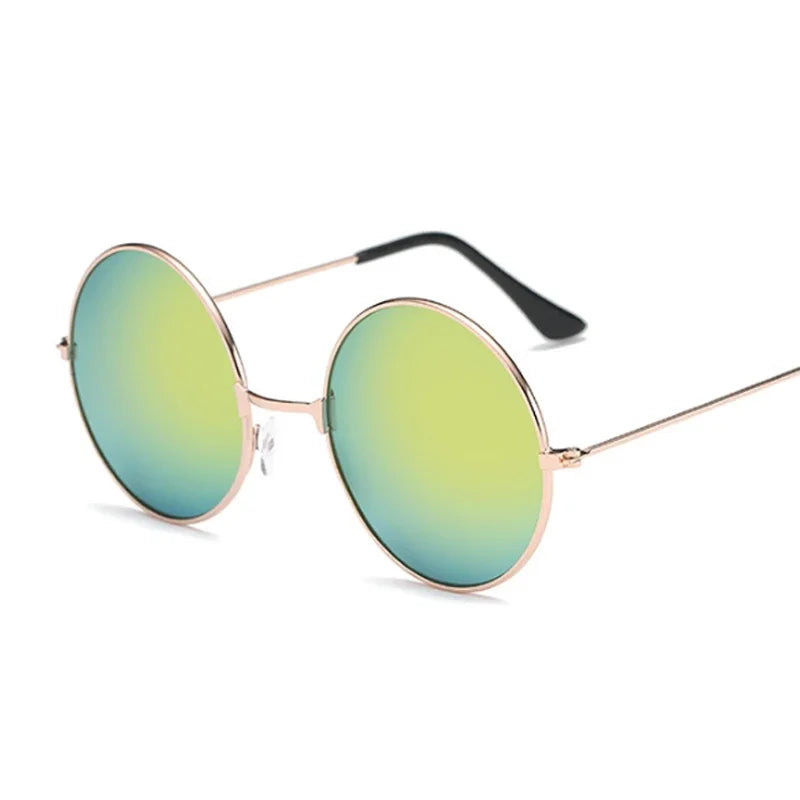 Classic Round Sunglasses Women Vintage Circle Design Sun Glasses For Women Male Small Frame Metal Colorful Ocean Mirror Retro